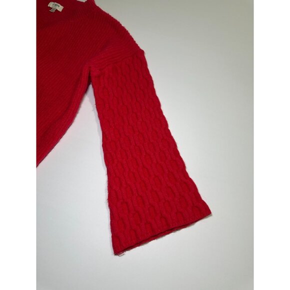 Umgee Women’s Sweater Hot Pink Textured Knit Bell Sleeve Crew Neck Size M - Picture 3 of 5